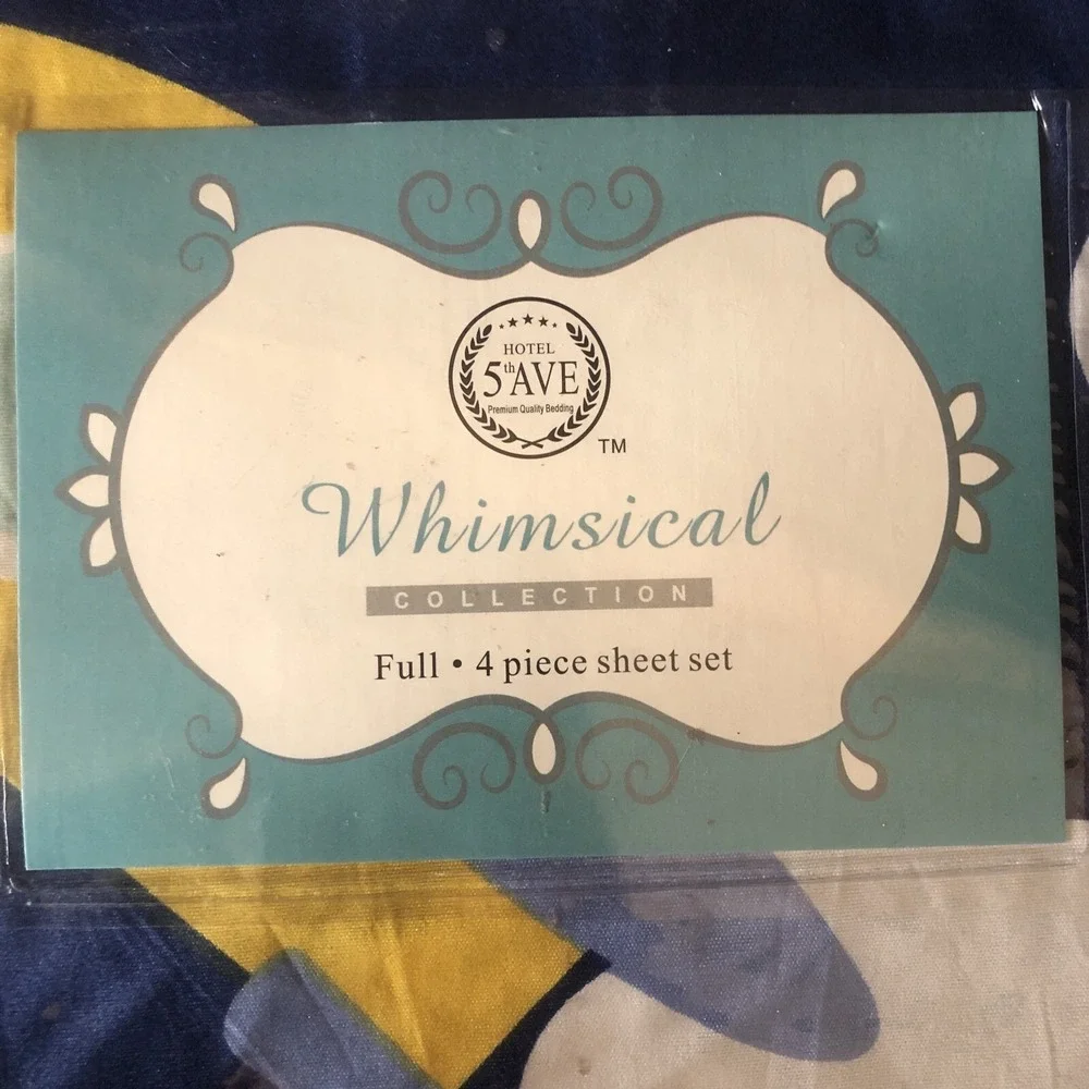 5th Ave Whimsical Collection 3pc Kids‎ sheet set FULL Rocket ship In The Clouds